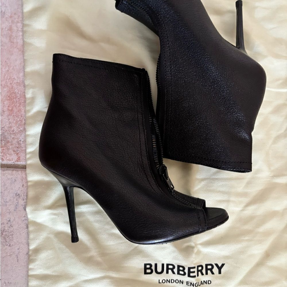 Burberry peep toe ankle bootie open toe dress shoes ankle boots zipper heels - Picture 8 of 12